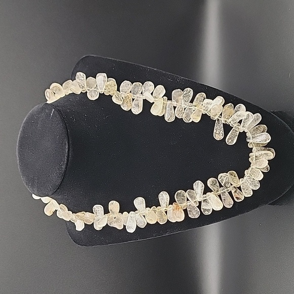 Golden Rutile Quartz Jewelry - Golden Rutile Quartz 20" Handmade Tear Drop Necklace 570 Cts Beaded Gemstone
